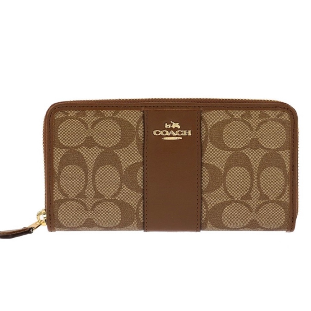 Coach Large Zip Accordion Signature Canvas Wallet - Picture 2 of 6